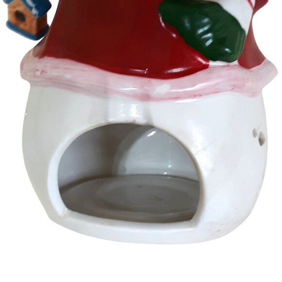 Snowman Tealight Candle Holder With Hat & Scarf Design Ceramic Decoration 9" Tal - Picture 6 of 8